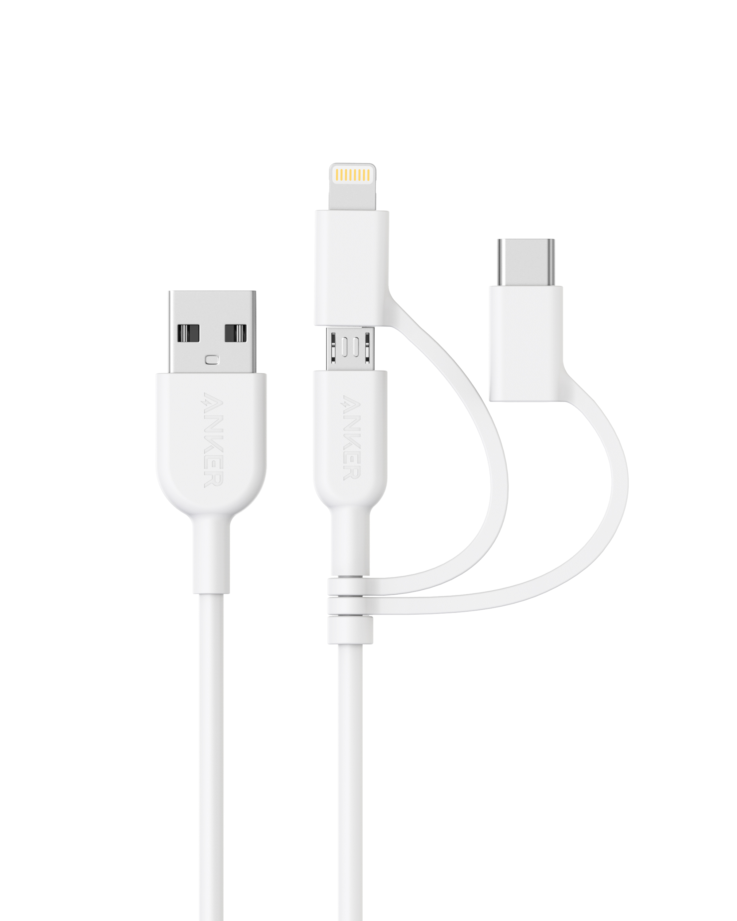 Anker 321 USB-A to Lightning Cable (3 ft 3-in-1)